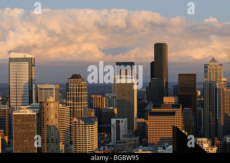 Vista da Space Needle, il centro cittadino di Seattle, Stati Uniti d'America Foto Stock