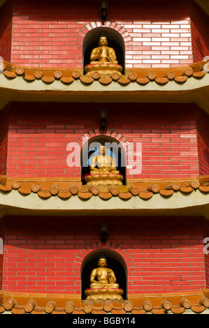 Pagoda rossa presso il Monastero dei Diecimila Buddha in Sha Tin Hong Kong Cina Foto Stock