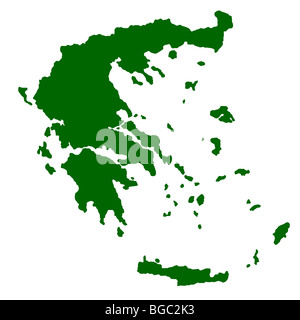 Mappa di Grecia isolati su sfondo bianco. Foto Stock