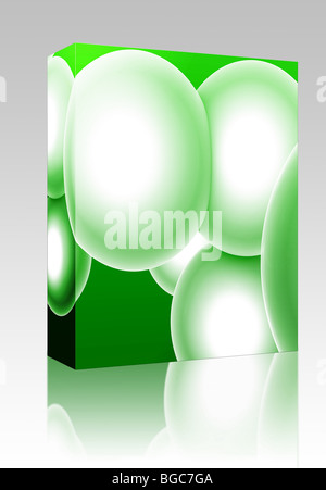 Pacchetto software casella Sfondo astratto illustrazione formata da molte forme di sfera Foto Stock