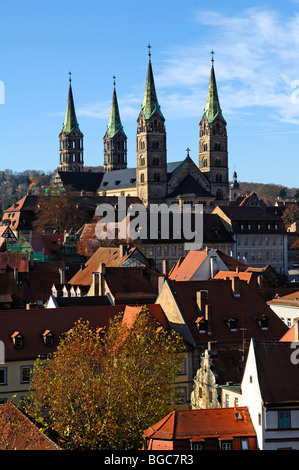 Vista dalla torre di Geyerswoerth Schloss Geyerswoerth castello, Geyerswoerthstrasse 1, sui quattro guglie del duomo, Ba Foto Stock