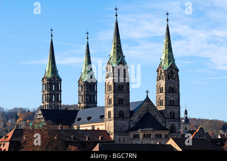 Vista dalla torre di Geyerswoerth Schloss Geyerswoerth castello, Geyerswoerthstrasse 1, sui quattro guglie del duomo, Ba Foto Stock