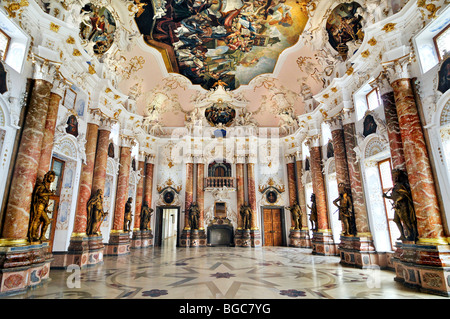 L'imperatore's Hall di Abbazia Benedettina Ottobeuren, Baviera, Germania, Europa Foto Stock