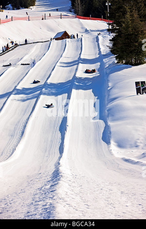 Il tubo al tubo di Coca-Cola Park sul Monte Blackcomb, Whistler Blackcomb, Whistler, British Columbia, Canada. Foto Stock