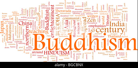 Parola concetto cloud illustrazione del buddismo religione Foto Stock
