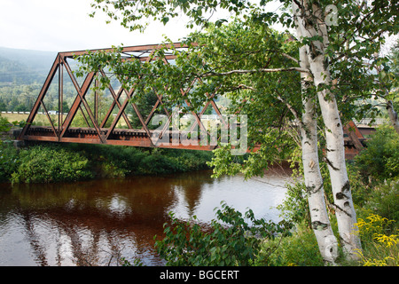 Traliccio ferroviario lungo la vecchia Boston e Maine Railroad vicino Fabyans in Carroll, New Hampshire USA Foto Stock