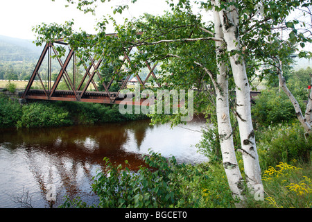 Traliccio ferroviario lungo la vecchia Boston e Maine Railroad vicino Fabyans in Carroll, New Hampshire USA Foto Stock