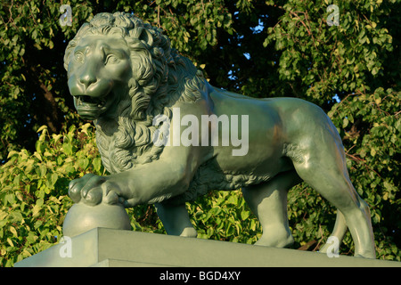 Green lion statua di San Pietroburgo, Russia Foto Stock