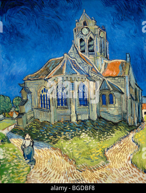 L'Eglise d'Auvers (1890) o la Chiesa a Auvers, olio su tela di Vincent Van Gogh, Musée d'Orsay, Parigi Foto Stock