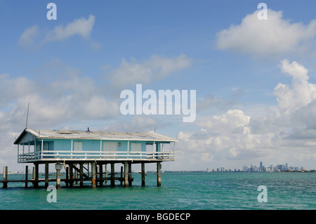 Casa su palafitte, Miami, Florida, Stati Uniti d'America Foto Stock