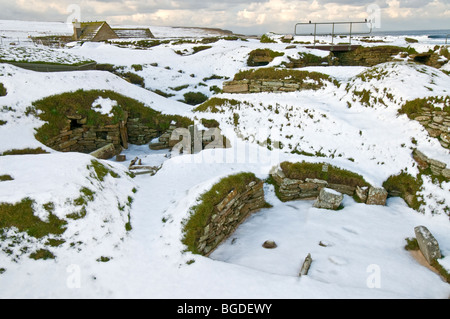 Skara Brae nord europa miglior conservati villaggio neolitico di Orkney continentale regione delle Highlands Scozzesi. SCO 5676 Foto Stock