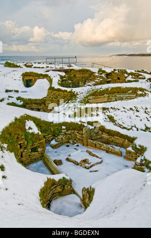 Skara Brae nord europa miglior conservati villaggio neolitico di Orkney continentale regione delle Highlands Scozzesi. SCO 5677 Foto Stock