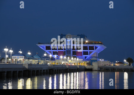 Dal molo di San Pietroburgo illuminata di notte. Florida USA Foto Stock