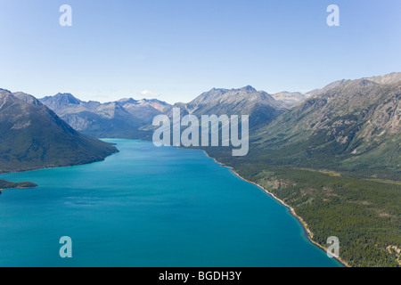 Antenna di Taku braccio del Lake Bennett, storico Chilkoot Pass, Chilkoot Trail, gamma costiere dietro, Yukon Territory, British Colu Foto Stock