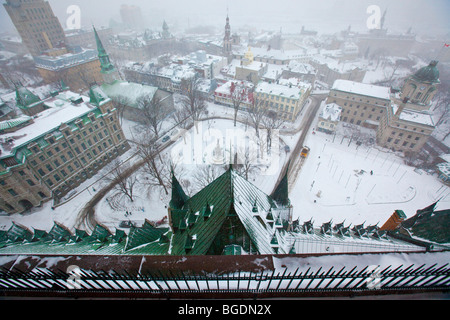 Vista dal Chateau Frontenac nella Vecchia Quebec City Foto Stock