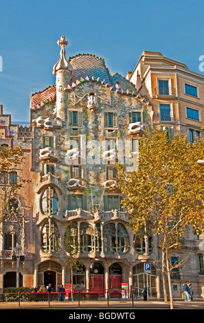 Antoni Gaudi Casa Batllo a Barcellona Foto Stock