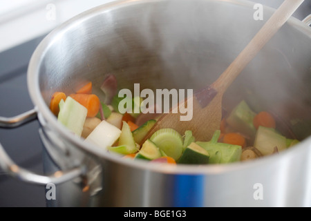 I vari tipi di vegetali in una caldaia Foto Stock