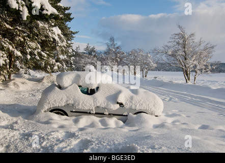 Snowbount e congelate di Loch Morlich Glenmore Aviemore Inverness-shire Scotland SCO 5730 Foto Stock