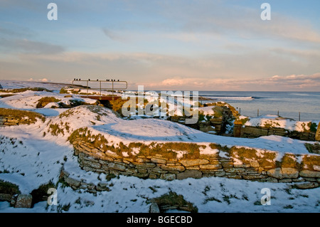 Skara Brae nord europa miglior conservati villaggio neolitico di Orkney continentale regione delle Highlands Scozzesi SCO 5750 Foto Stock