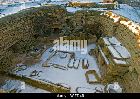 Skara Brae nord europa miglior conservati villaggio neolitico di Orkney continentale regione delle Highlands Scozzesi SCO 5755 Foto Stock