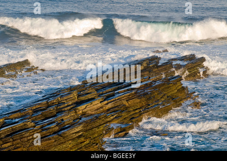 Oceano atlantico a Birsay isola a nord ovest di Orkney Foto Stock