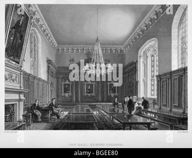 Queens' College di Cambridge, interno della Hall Foto Stock