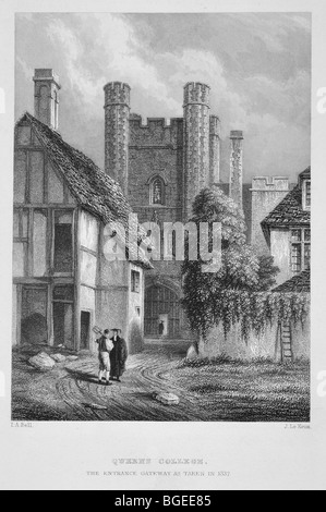 Queens' College di Cambridge, il portale di ingresso (1837) Foto Stock