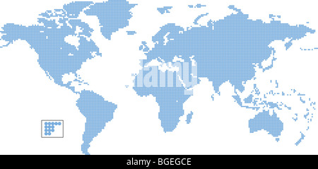 Mappa del mondo creato con piccoli cerchi Foto Stock