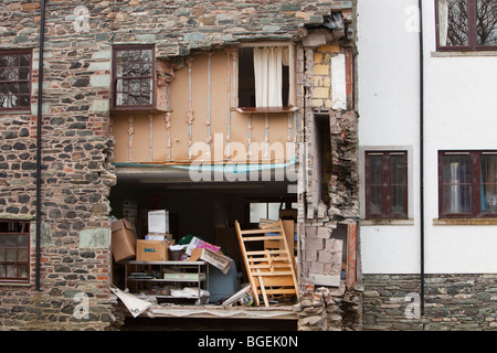 Una casa danneggiata dalle inondazioni in Keswick, UK. Foto Stock