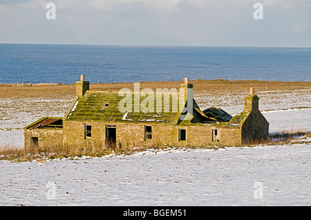 Abbandonato casa Croft nel nord di Orkney continentale SCO 5781 Foto Stock