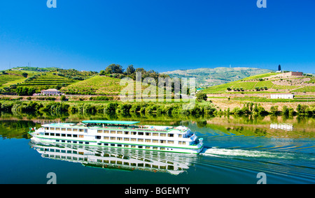 Nave da crociera al peso da Regua, Valle del Douro, Portogallo Foto Stock