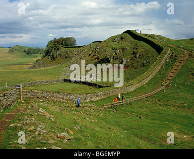 Vista del Vallo di Adriano nei pressi di Housesteads, Northumberland, Inghilterra, Regno Unito. Foto Stock