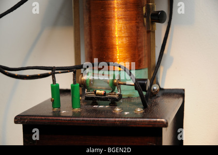 Cristallo ricevitore radio in un museo in Norvegia Foto Stock