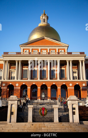 La casa di stato al tempo di Natale, Boston Massachusetts, STATI UNITI D'AMERICA Foto Stock