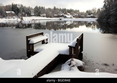 Coperta di neve dock - Brevard, North Carolina, STATI UNITI D'AMERICA Foto Stock