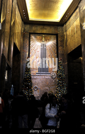 All'interno dell'Empire State Building Manhattan New York STATI UNITI D'AMERICA - Foto di Simon Dack Foto Stock