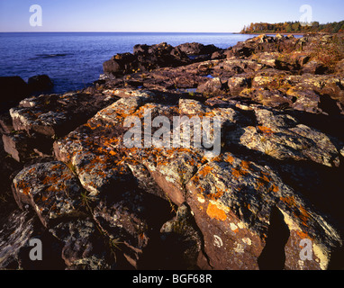 MINNESOTA - costa rocciosa lungo il Superiore sentiero escursionistico a nord di Grand Marais. Foto Stock