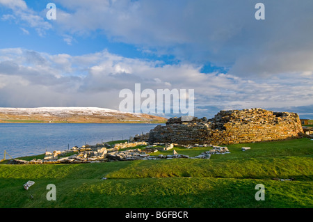 La Pictish / sito norvegese del Broch o' Gurness sul Knowe o' Aikerness terraferma Isole Orcadi Scozia. SCO 5794 Foto Stock