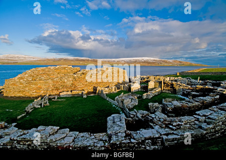 La Pictish / sito norvegese del Broch o' Gurness sul Knowe o' Aikerness terraferma Isole Orcadi Scozia. 5795] SCO Foto Stock