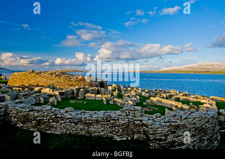 La Pictish / sito norvegese del Broch o' Gurness sul Knowe o' Aikerness terraferma Isole Orcadi Scozia. SCO 5797 Foto Stock