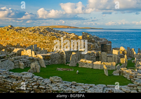 La Pictish / sito norvegese del Broch o' Gurness sul Knowe o' Aikerness terraferma Isole Orcadi Scozia. SCO 5799 Foto Stock