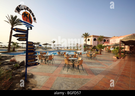 Località turistica area accoglienza, Mar Rosso, Marsa Alam, Egitto Foto Stock