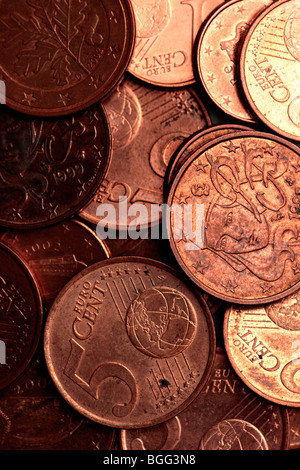Misto delle monete in euro Foto Stock
