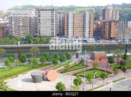 Park a Bilbao, in Spagna, la prospettiva aerea Foto Stock