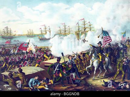 Stampa raffigurante il giorno finale della Battaglia di New Orleans il 8 gennaio 1815 in cui le forze USA sconfisse l'esercito britannico. Foto Stock