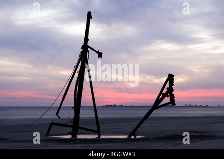 Il montante della nave affondata al punto di Jekyll - Jekyll Island, Georgia USA Foto Stock