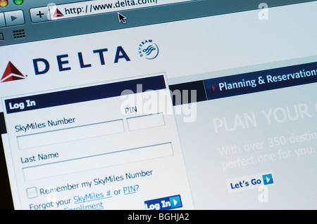 Delta Airlines sito web Foto Stock