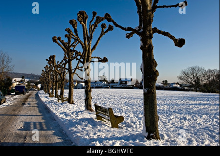 Weald village, Kent, Regno Unito dopo nevicata Foto Stock