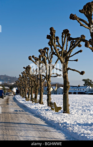 Weald village, Kent, Regno Unito dopo nevicata Foto Stock