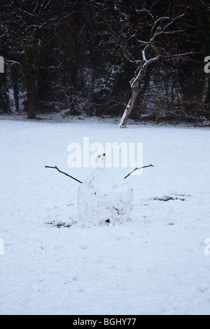 Pupazzo di neve Chapeltown park, Sheffield, Inghilterra. Foto Stock